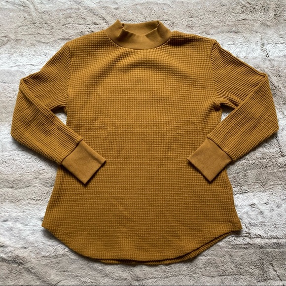 NWOT Madewell Mustard San Jose Waffle Sweatshirt Tee - Picture 2 of 5